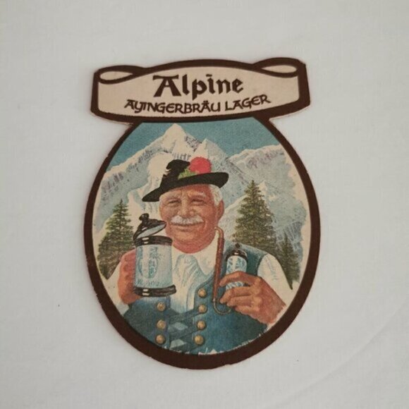 Vintage Alpine Lager Coaster Beer Drink Mat 2-Sided Bavarian Ayingerbrau 2-Sided - Picture 2 of 4
